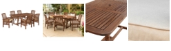 Walker Edison 7-Piece Acacia Wood Outdoor Patio Dining Set with Cushions - Dark Brown